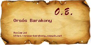 Orsós Barakony névjegykártya